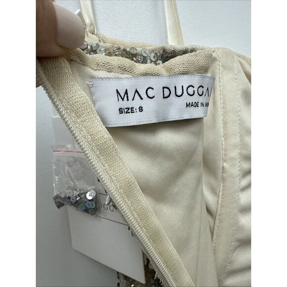 Mac Duggal Size 8 Beige  5479 Embellished Sequin One Shoulder Evening Dress Gown - Picture 13 of 14